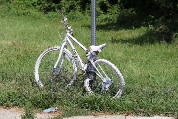 White broken bicycle