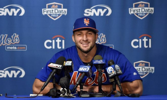 Tim Tebow at a press conference