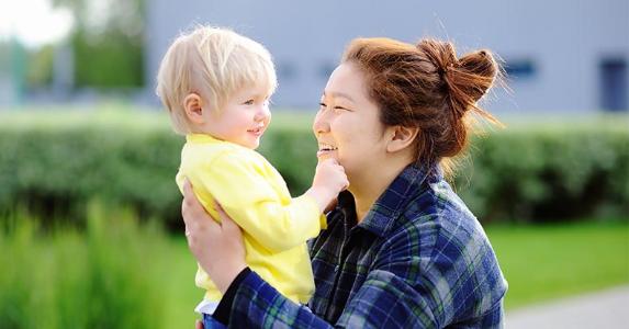 Woman holding a baby